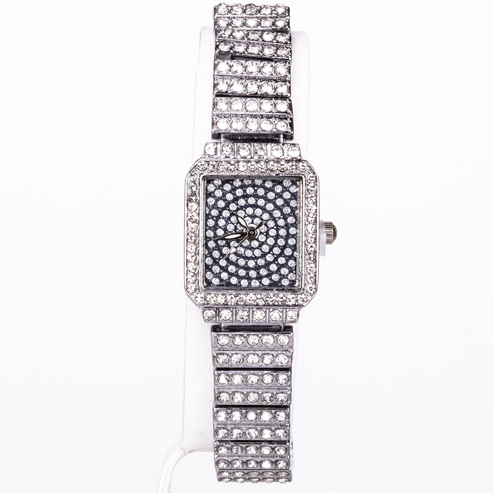 5-teiliges, silberfarbenes Emporia Schmuckset in Premium-Qualität, in einer exklusiven Geschenkbox in Lederoptik (mit Uhr, Armband, Halskette, Ohrringen und Ring, mit weißem Emporia-Kristall)