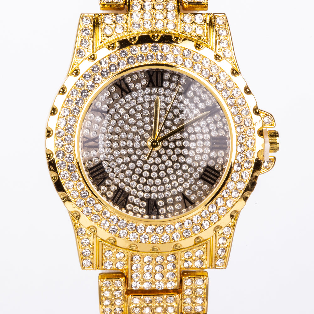 4-teiliges, goldfarbenes Emporia Schmuckset in Premium-Qualität, in einer exklusiven Geschenkbox in Lederoptik (mit Uhr, Armband, breiter Halskette und einer Halskette mit Kreuzanhänger und weißem Emporia-Kristall) 8 