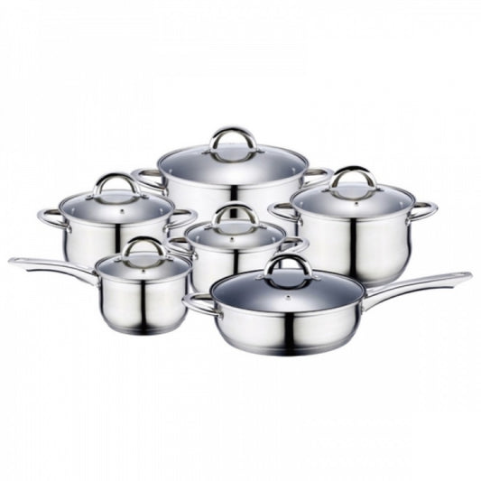 12-teiliges Renberg Alexander rostfreies Kochgeschirr-Set, silber