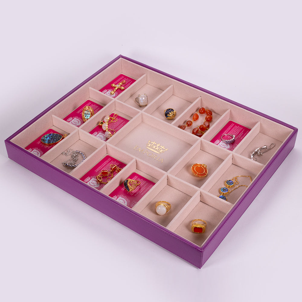 Emporia "Vintage Lavender Velvet" Stapelbares Schmuckkästchen aus Samt mit Deckel, lila