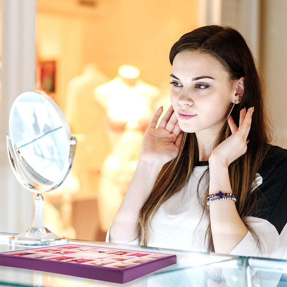 Emporia "Vintage Lavender Velvet" Stapelbares Schmuckkästchen aus Samt mit Deckel, lila 2 