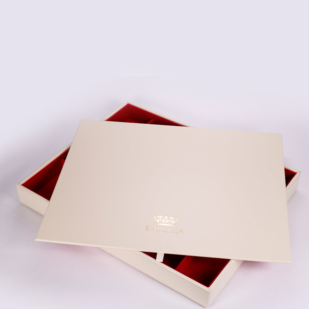 Emporia "Red Velvet Cake" Stapelbares Schmuckkästchen aus Samt mit Deckel, beige 3 