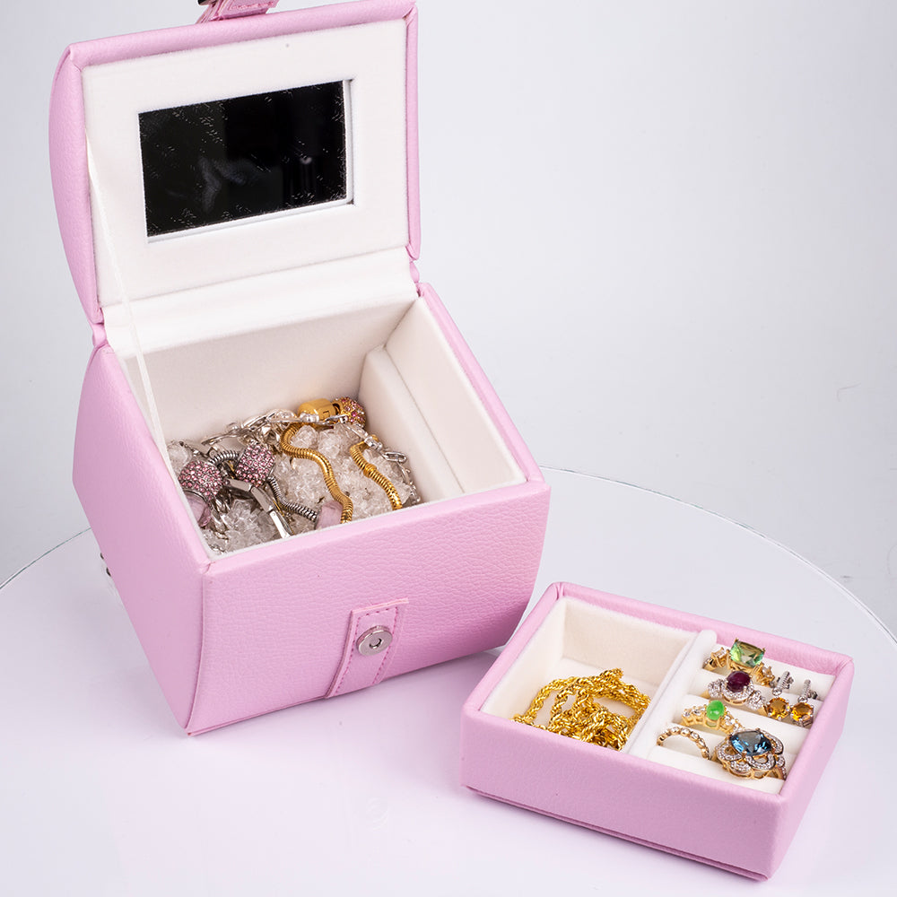Schmuckkästchen mit Spiegel, rosa 1 