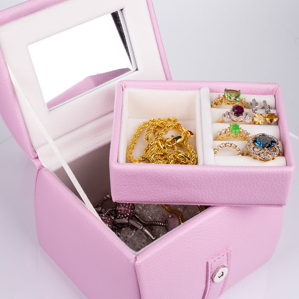 Schmuckkästchen mit Spiegel, rosa 6 