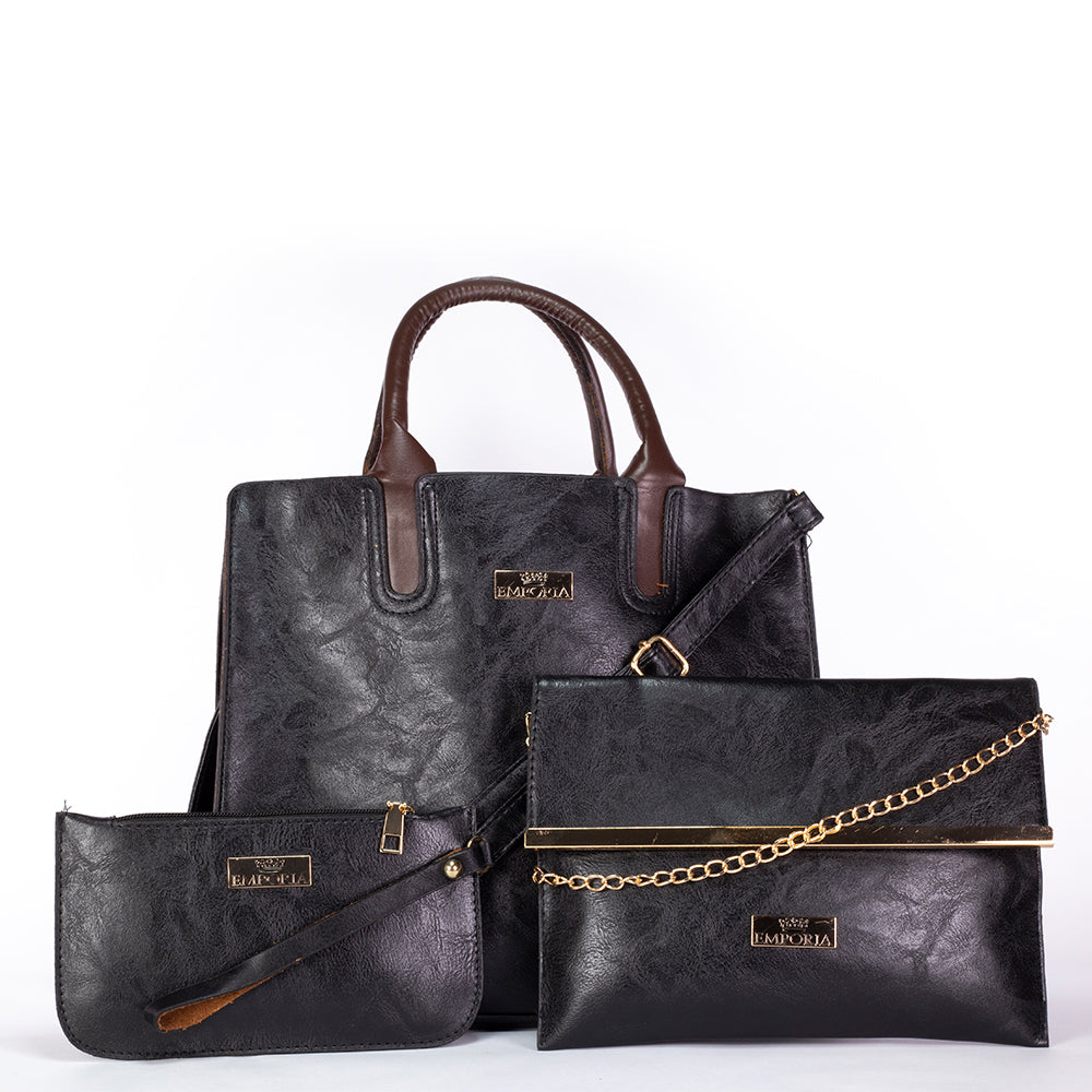 Emporia 2024 Sommerkollektion - "Noir-Flüsterer", 3-teiliges Taschenset; schwarz