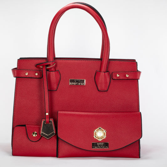 Emporia Spring Collection 2025 "SCARLET DAWN" bag set, PU leather, 3pcs set, red