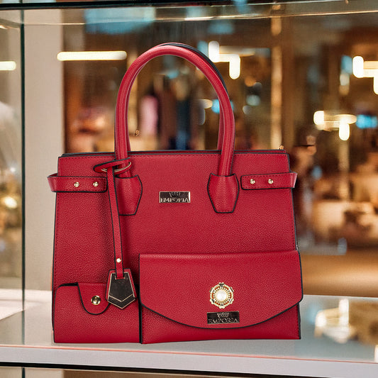 Emporia Spring Collection 2025 "SCARLET DAWN" bag set, PU leather, 3pcs set, red
