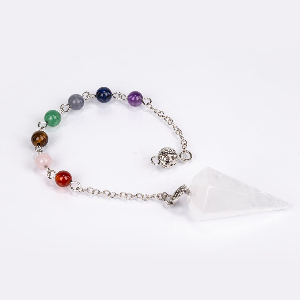 Edelstein-Pendel mit klarem Quarz und Amethyst 2 