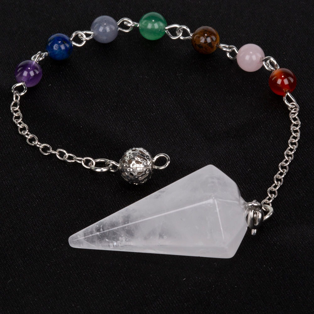 Edelstein-Pendel mit klarem Quarz und Amethyst 1 