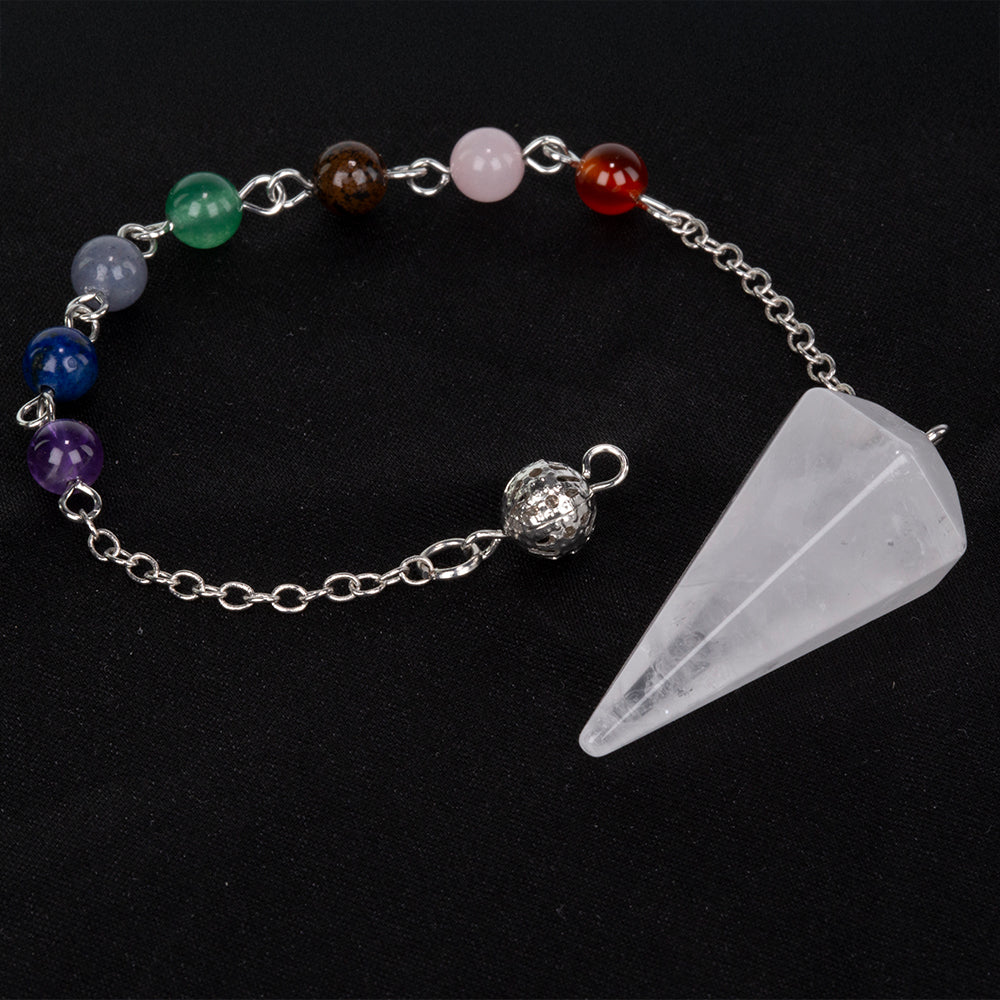 Edelstein-Pendel mit klarem Quarz und Amethyst