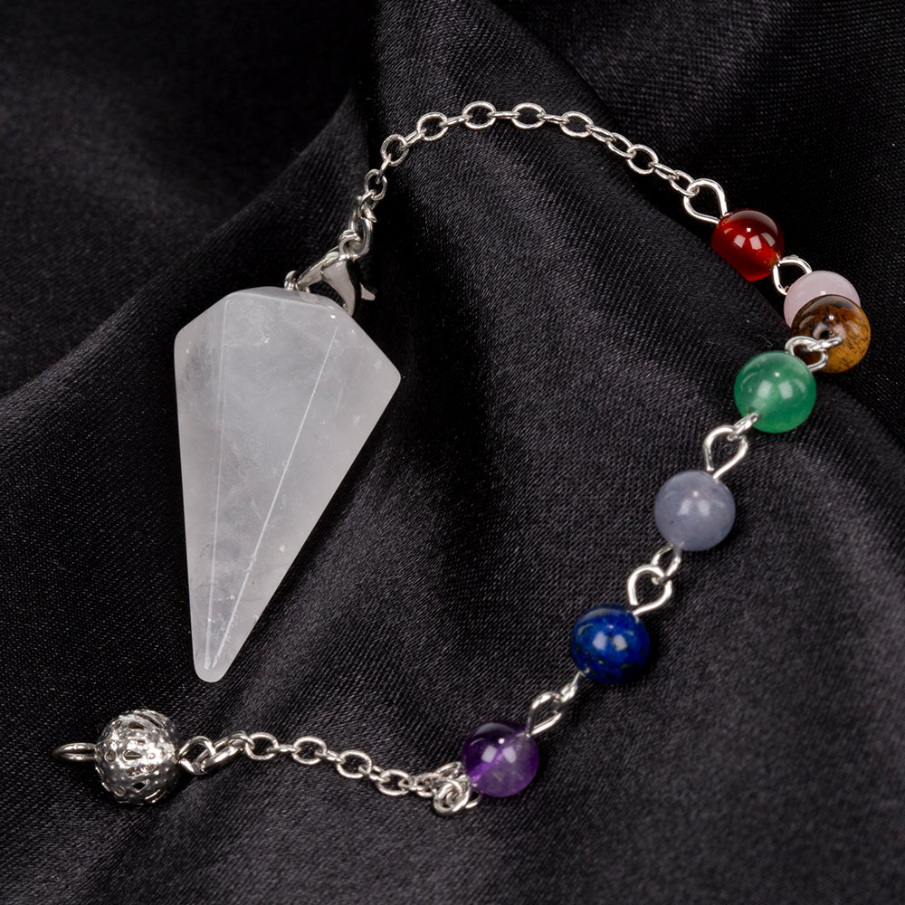 Edelstein-Pendel mit klarem Quarz und Amethyst