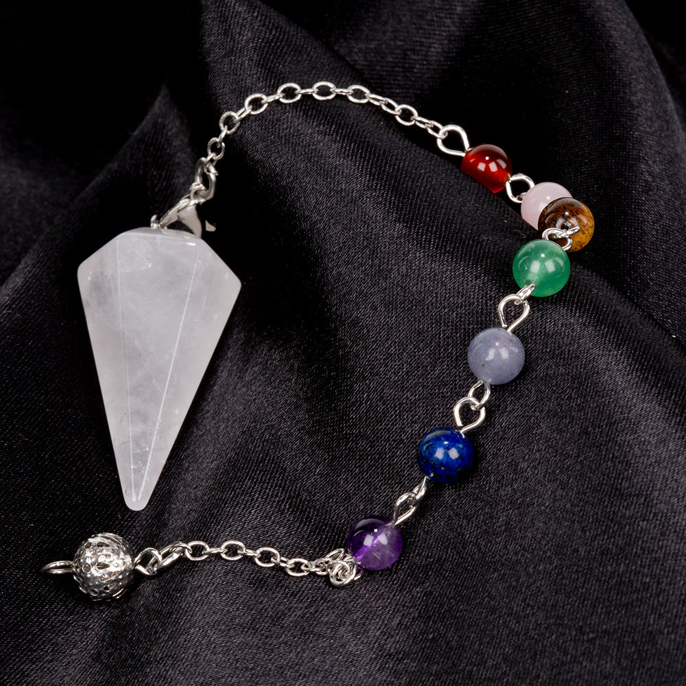 Edelstein-Pendel mit klarem Quarz und Amethyst 5 