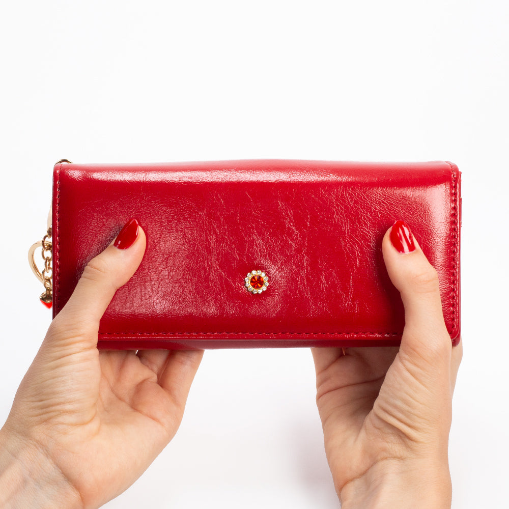 Datenschutz-Portemonnaie für Frauen, mit Schlüsselanhänger, Farbe: rot oder schwarz 6 