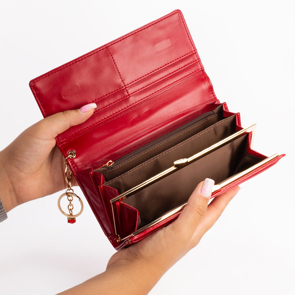 Datenschutz-Portemonnaie für Frauen, mit Schlüsselanhänger, Farbe: rot oder schwarz 11 