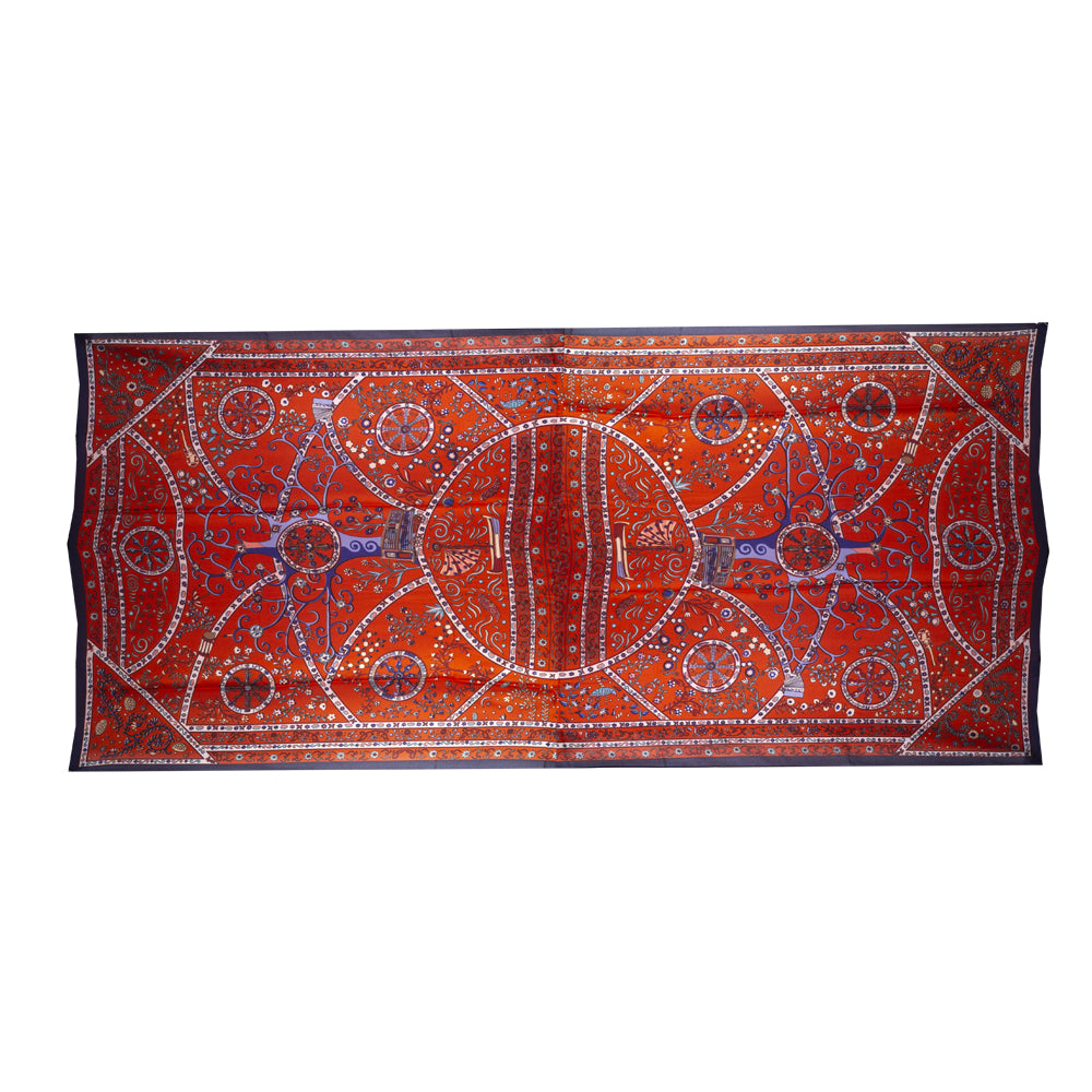 Seidenschal, 90 cm x 180 cm, mit üppigem Blumen- und Pflanzenmuster, rot, 100% Seide 1 