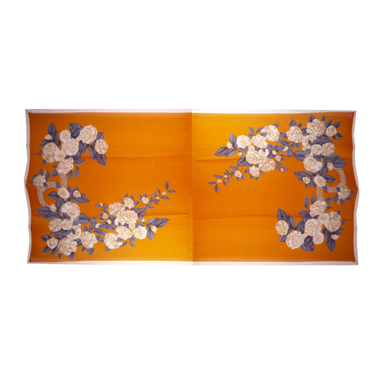 Seidenschal, 90 cm x 180 cm, wahre Liebesblume, orange, 100% Seide