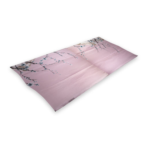 Seidenschal, 90 cm x 180 cm, Blühender Pflaumenbaumzweig, rosa, 100% Seide
