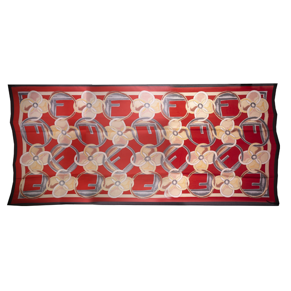 Seidenschal, 90 cm x 180 cm, Wunderschöne Blumen, rot, 100% Seide