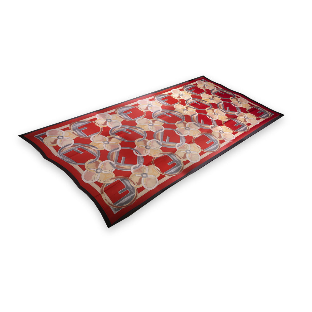 Seidenschal, 90 cm x 180 cm, Wunderschöne Blumen, rot, 100% Seide 2 