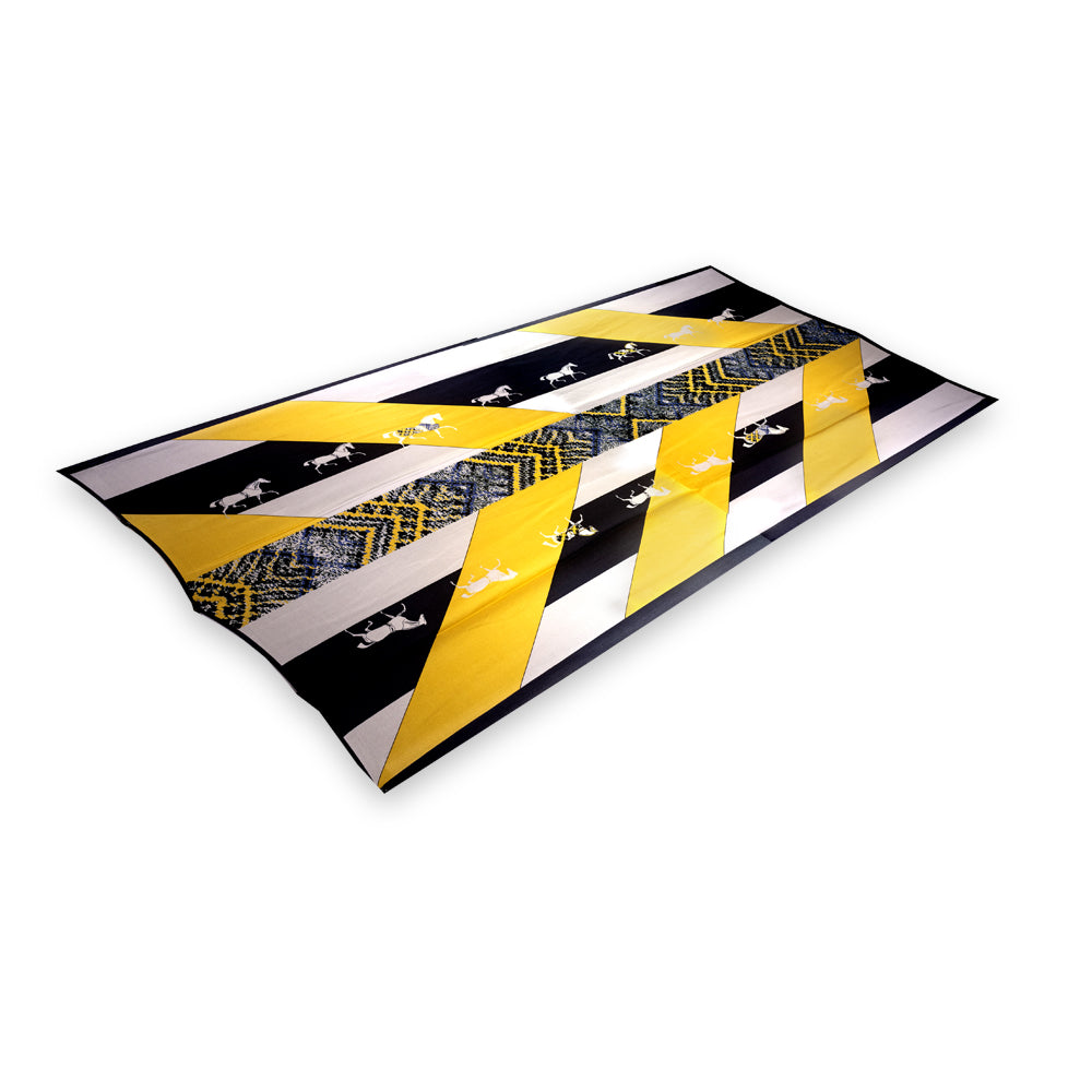 Seidenschal, 90 cm x 180 cm, Feines Pferd, gelb, 100% Seide 2 