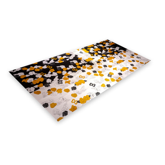 Seidenschal, 90 cm x 180 cm, Kamelienblüten, orange und weiß, 100% Seide