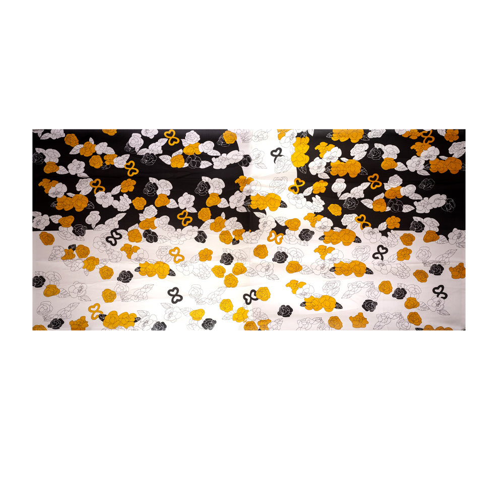 Seidenschal, 90 cm x 180 cm, Kamelienblüten, orange und weiß, 100% Seide 2 
