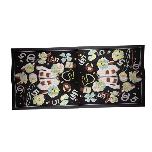 Seidenschal, 90 cm x 180 cm, Damengarderobe, schwarz, 100% Seide