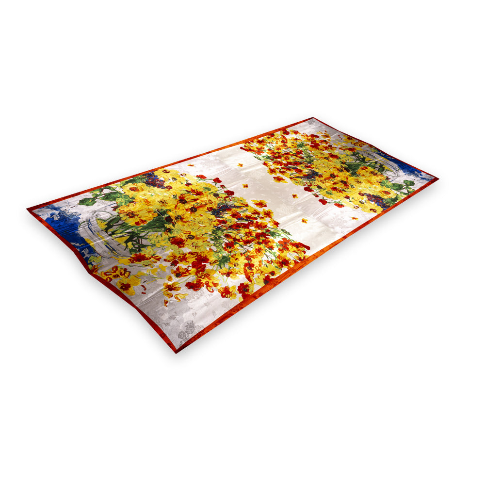 Seidenschal, 90 cm x 180 cm, Graffiti-Blumen, gelb, 100% Seide 1 