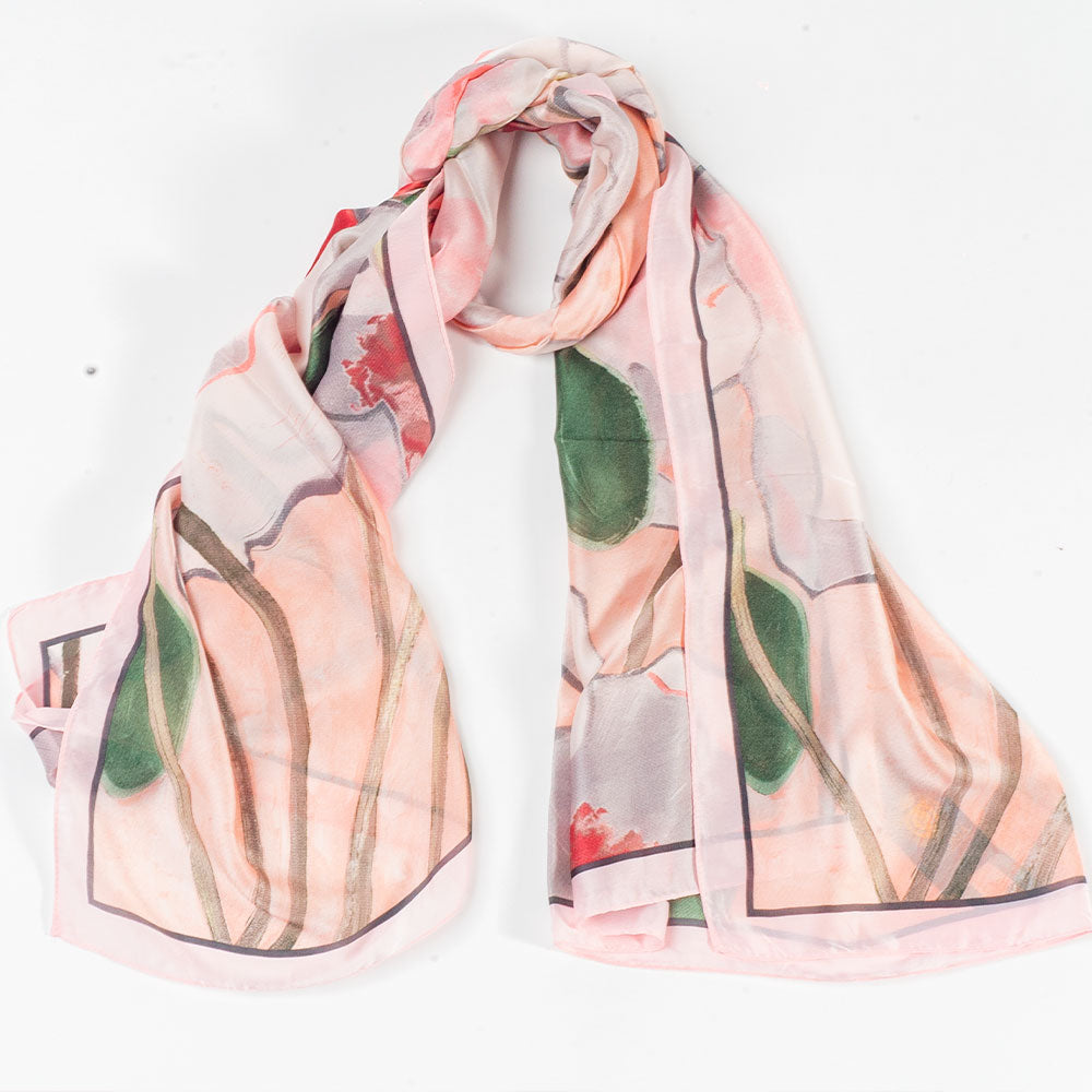 Schal "Strahlender Garten", 85 x 180 cm, Rosa, 100% vegane Seide 4 