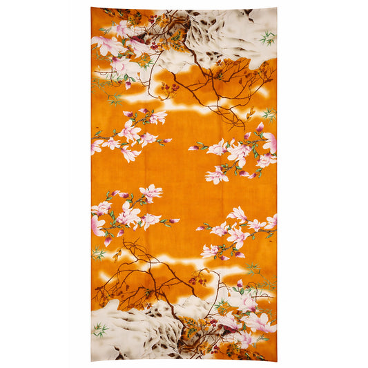 "Edens Fülle" Schal, orange, 85 cm x 180 cm, 100% vegane Seide