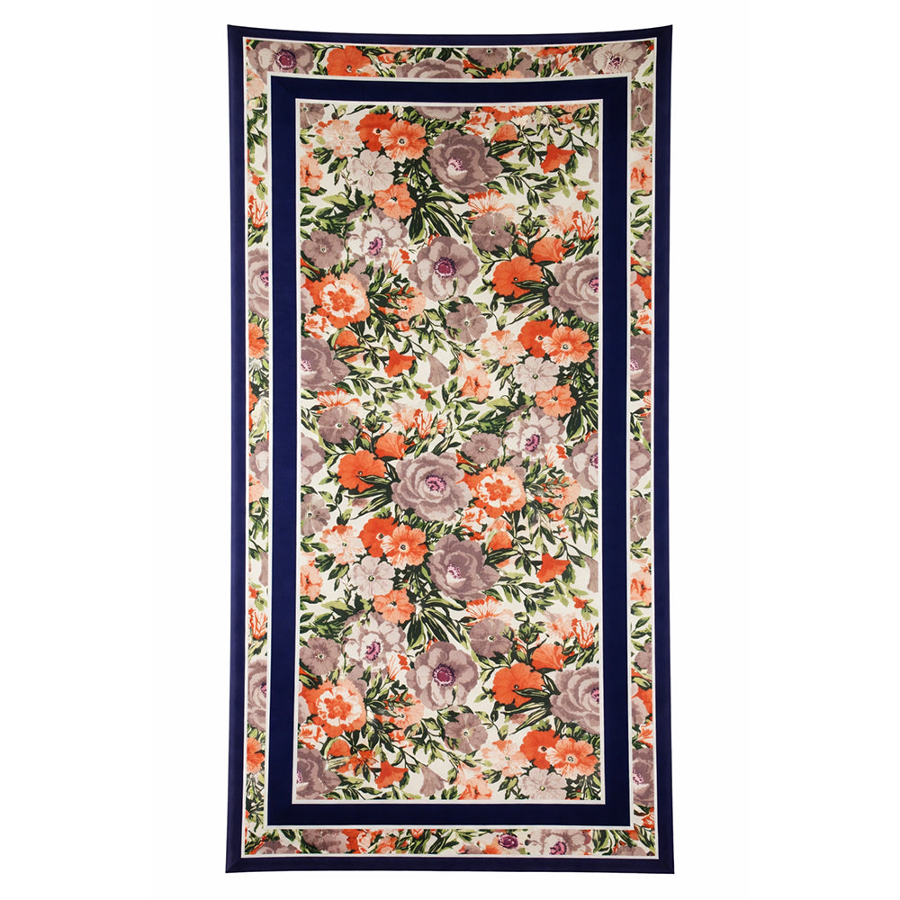 Schal mit Orchideenmuster, blau, 85 cm x 180 cm, 100% vegane Seide 1 