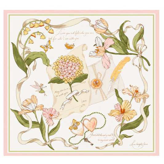 Seidenschal „Garden Whisper“, salbeigrün, 90 x 90 cm