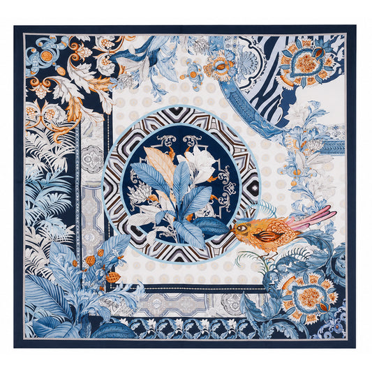 Seidenschal „Azure Paradise“, blau, 90 x 90 cm