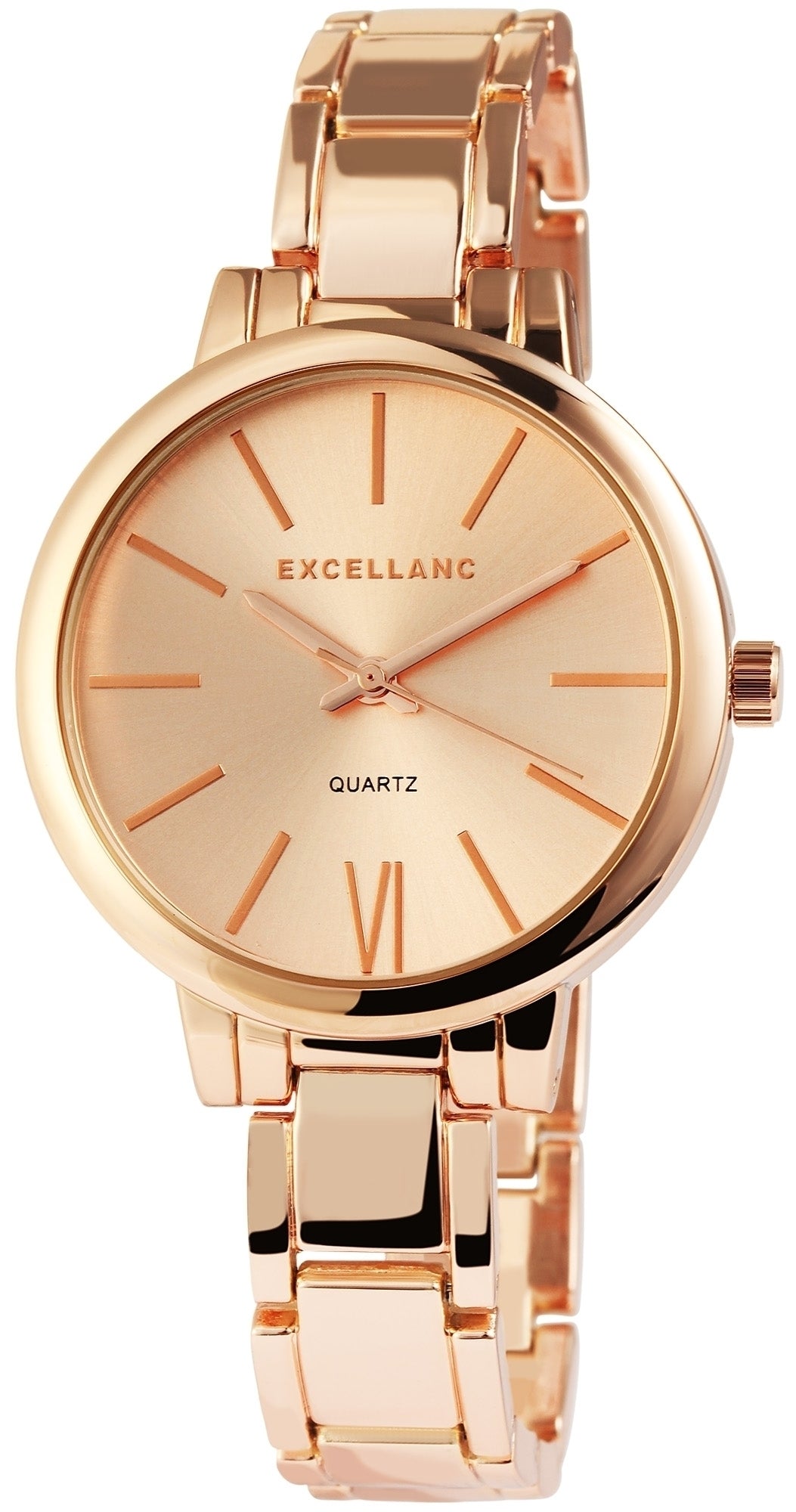 Excellanc Womens watch with metal strap EX0113, rose gold color, High quality quartz movement, rose gold dial color, 19 cm 1 