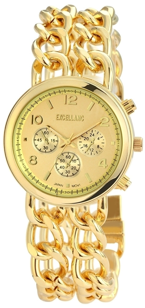 Excellanc Womens watch with metal strap , gold color, High quality quartz movement, yellow dial color, 20 cm 1 