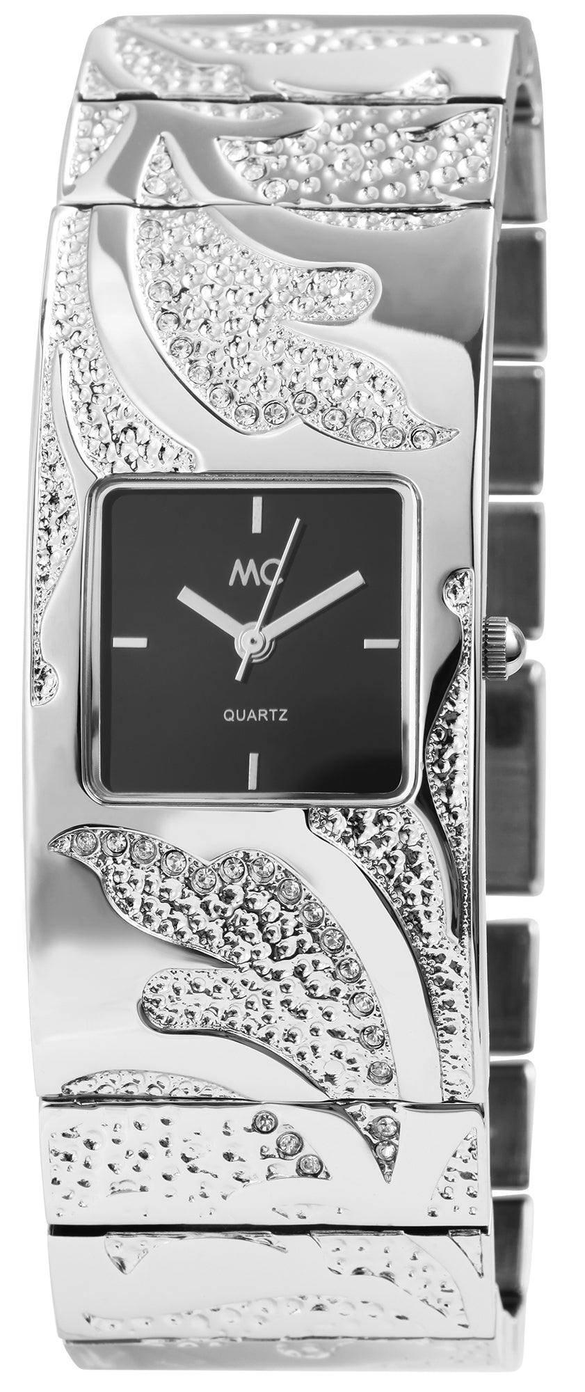 MC Womens watch with metal strap , silver color, High quality quartz movement, black dial color, 16 cm 1 