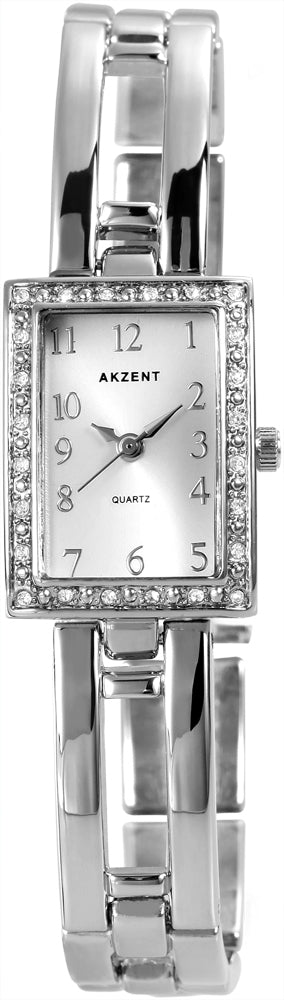 Akzent Womens watch with metal strap , silver color, High quality quartz movement, silver dial color