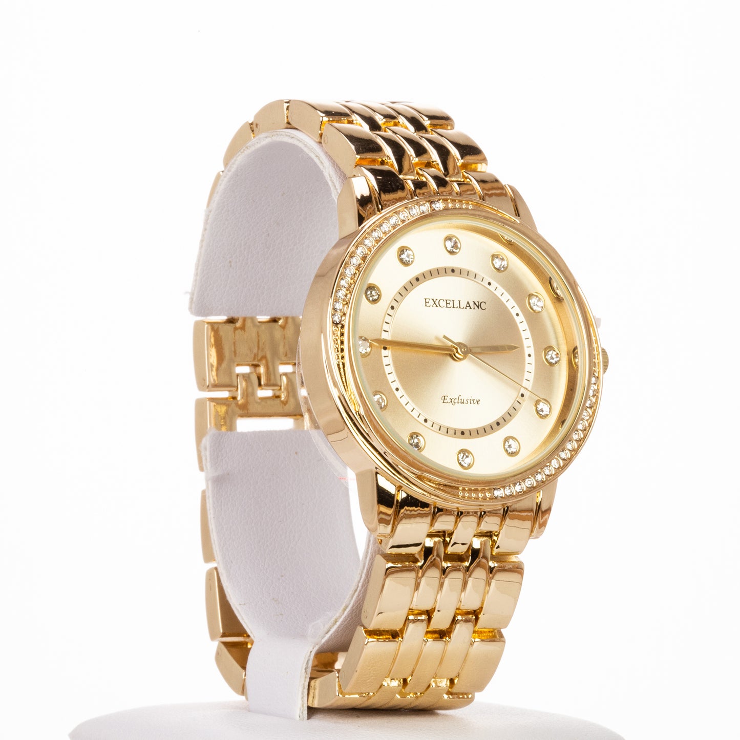 Goldplattiertes Set mit weißem Emporia® Kristall (Armbanduhr + 2 Armbänder)