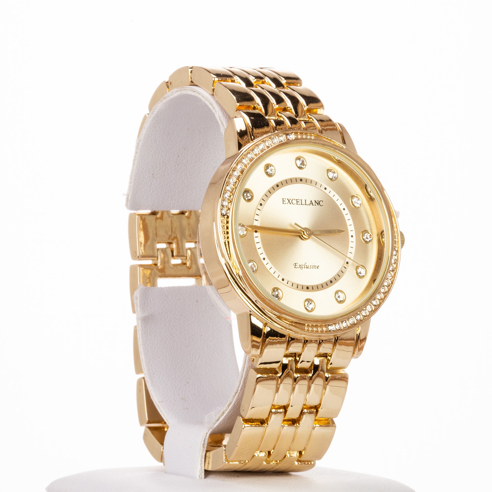 Goldplattiertes Set mit weißem Emporia® Kristall (Armbanduhr + 2 Armbänder) 4 