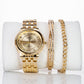Goldplattiertes Set mit weißem Emporia® Kristall (Armbanduhr + 2 Armbänder)