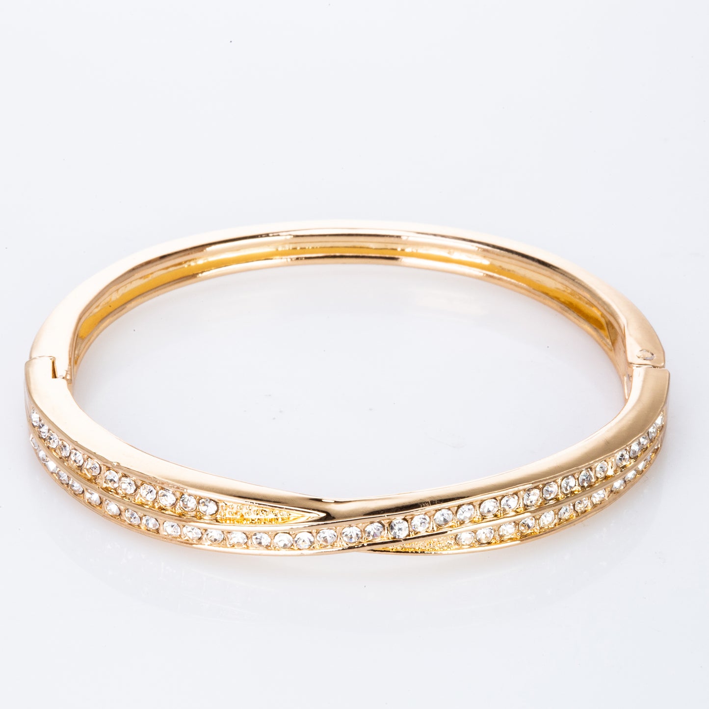 Goldplattiertes Set mit weißem Emporia® Kristall (Armbanduhr + 2 Armbänder)