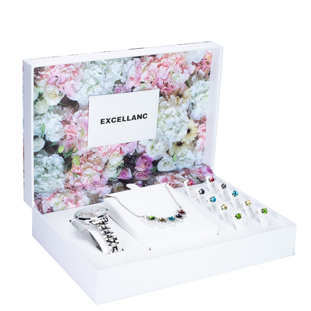 Schmuckgarnitur aus aus Legierung mit mehrfarbigem Emporia® Kristall