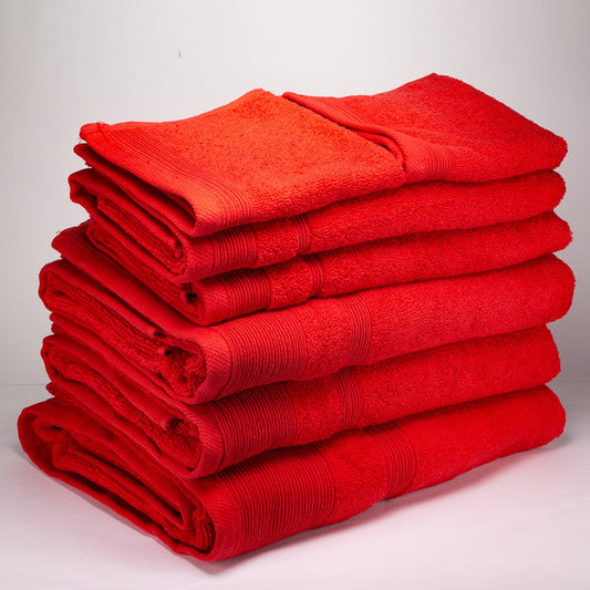 3+3+1 Übergroßes Badetuch-Geschenkset mit Handtüchern aus 100% Mikrobaumwolle, 500 GSM, rubinrot