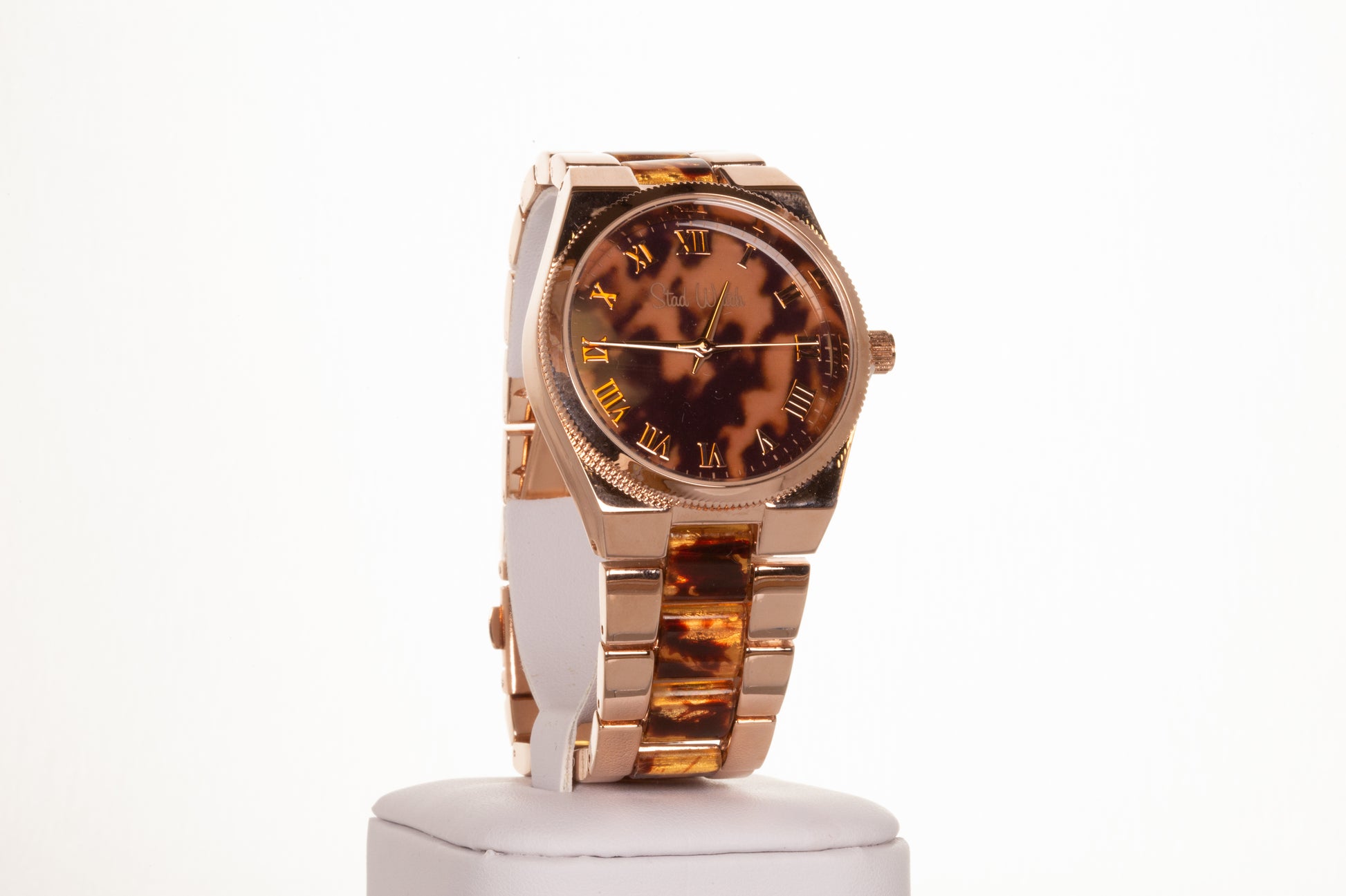 ROSE GOLD, woman alloy watch with tiger stripes, and roman numerals dial with Gift box, 19 cm 2 