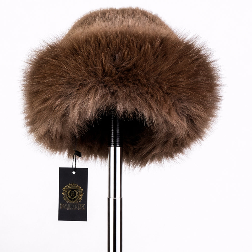 Braune Wintermütze aus Kunstfell – Einheitsgröße