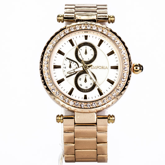 Uhr aus goldplattierter Legierung mit weißem Emporia® Kristall