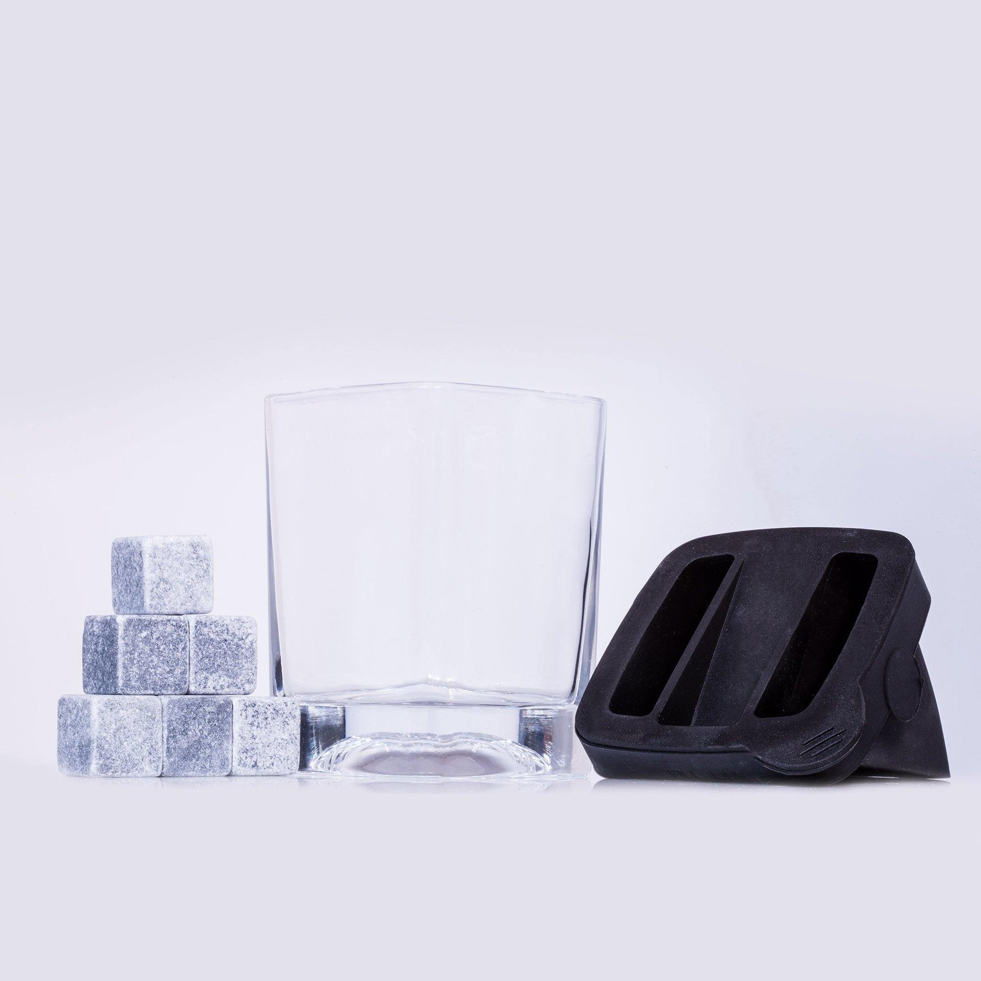 Dallas Whiskeys Glas Geschenk mit Eiswürfelbereiter und 6 Whiskey-Steinen 3 