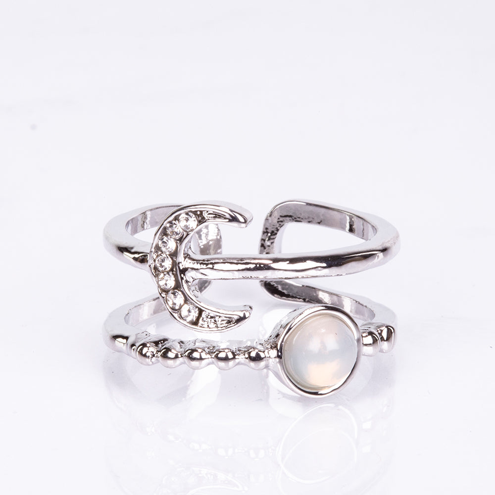 Ring aus goldplattierterr Legierung mit Mondstein 1 