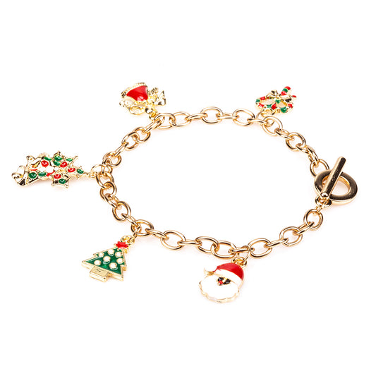 Armband aus goldplattiertesr Legierung mit rotem Emporia®-Kristall und weißem Emporia® Kristall