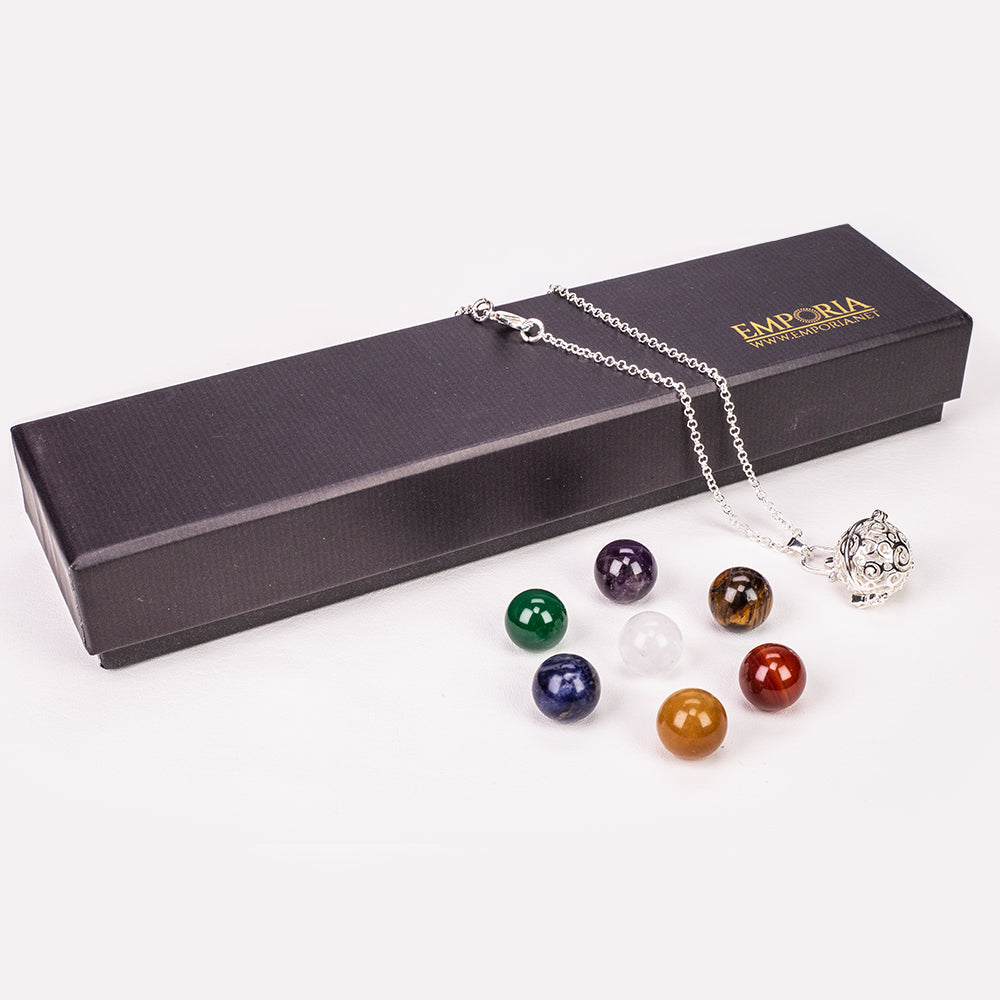 Halskette aus goldplattierter Legierung mit Amethyst und klarem Quarz